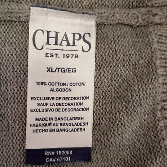Chaps Gray & Blue Striped Mens Sweater XL 100% Cotton Crewneck - Picture 3 of 12